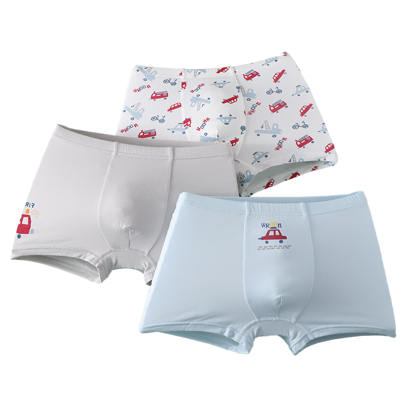 Hodo Children's Underwear, Boys And Girls, Big Kids, Boxer Briefs, Modal Antibacterial Comfort Pants, 3 Pairs, 4025 Combination, Size 110