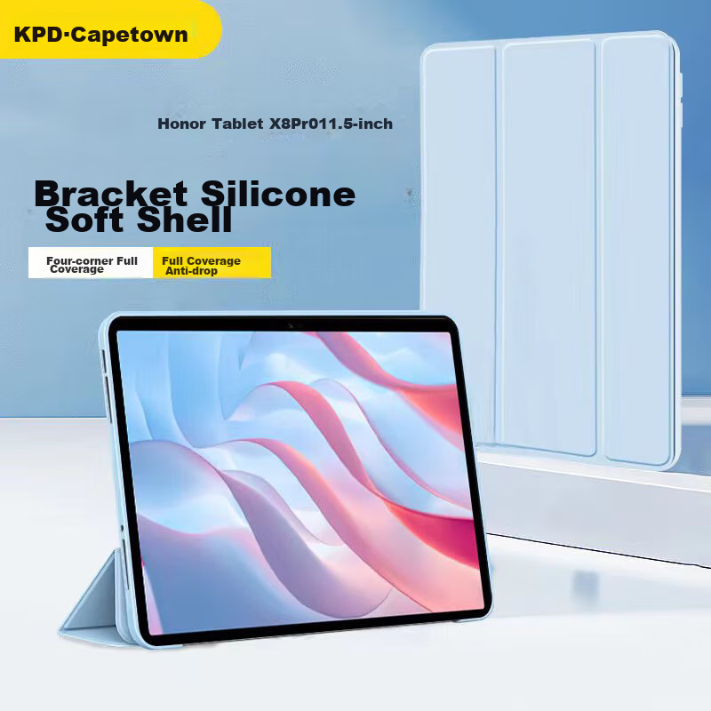 KPD KEEP PURSUING DREAMS, Suitable for Honor Tablet X8 Pro Case, 11.5-Inch Tablet Protective Cover, Ultra-Thin Full Coverage, Shockproof Leather Case, White Ice Blue