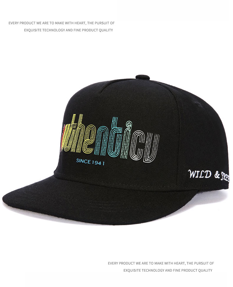 JEEP Men's Baseball Cap Fashion Trendy Duckbill Hat Sports Outdoor Travel Flat Brim Cap A0262 Black 5