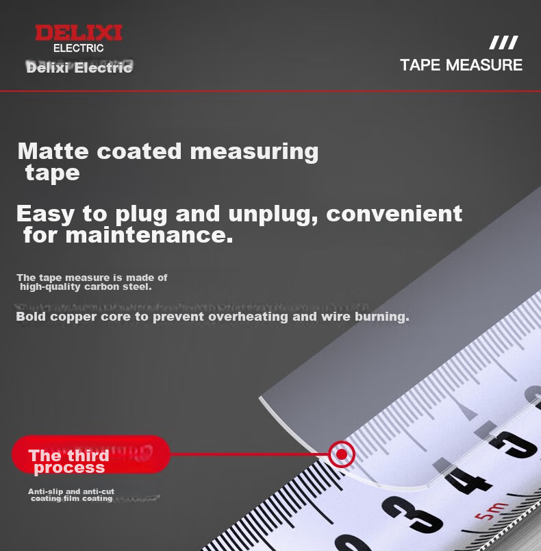 DELIXI ELECTRIC Steel Tape Measure, Household Wear-Resistant Drop-Proof High-Precision Self-Locking Ruler, Carpentry Ruler for Renovation Measurement, Steel Tape Measure 5*19 13