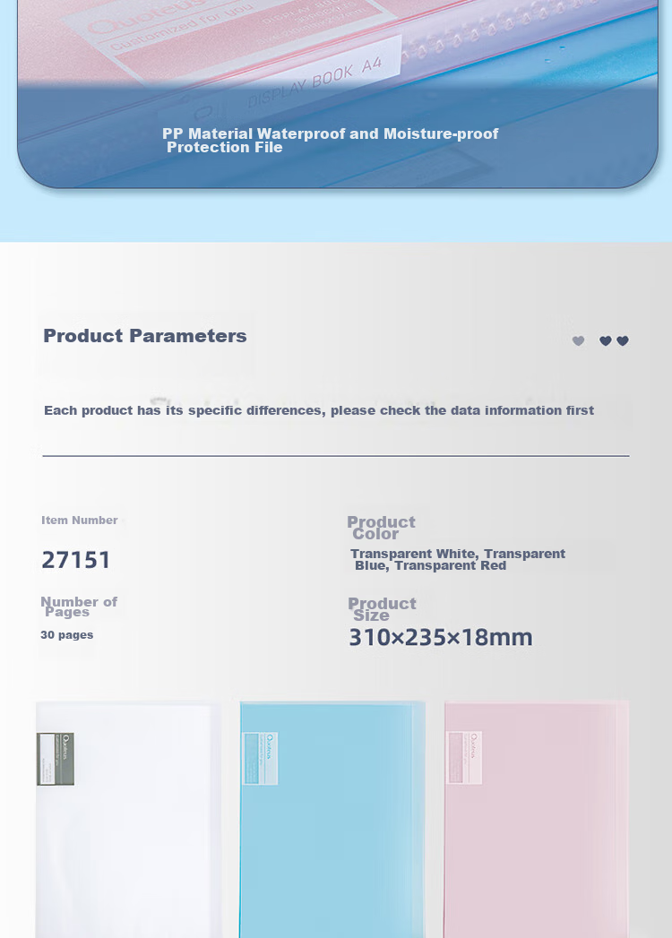Deli A4/30-Page Pastel Document Folder Student Exam Paper File Folder Certificate Collection Folder Prenatal Checkup Report Organizer Office Document Protector 3 Mixed Colors Pack 27151 13