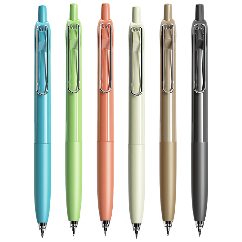 Comix Smooth Quick-Dry Retractable Gel Pen Black Barrel 0.5mm Dual Ballpoint Tip Black Ink 6pcs/Box CPGP0075