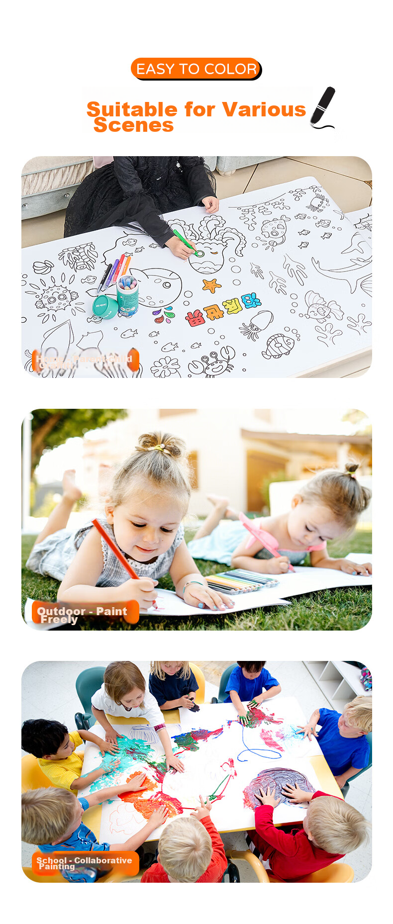 Ledi 10-Meter Children's Extra-Large Drawing Roll Paper, Doodle Painting Roll, Coloring Book, Sketch Pad, 0.4*10M, Birthday Gift 8