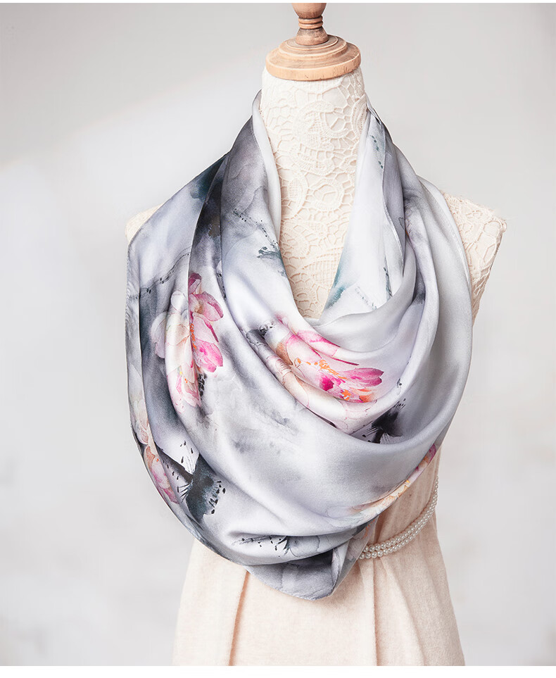 Zhijinlou 100% Mulberry Silk Printed Scarf for Women Traditional Chinese Style Sun Protection Decorative Shawl Birthday Gift 17