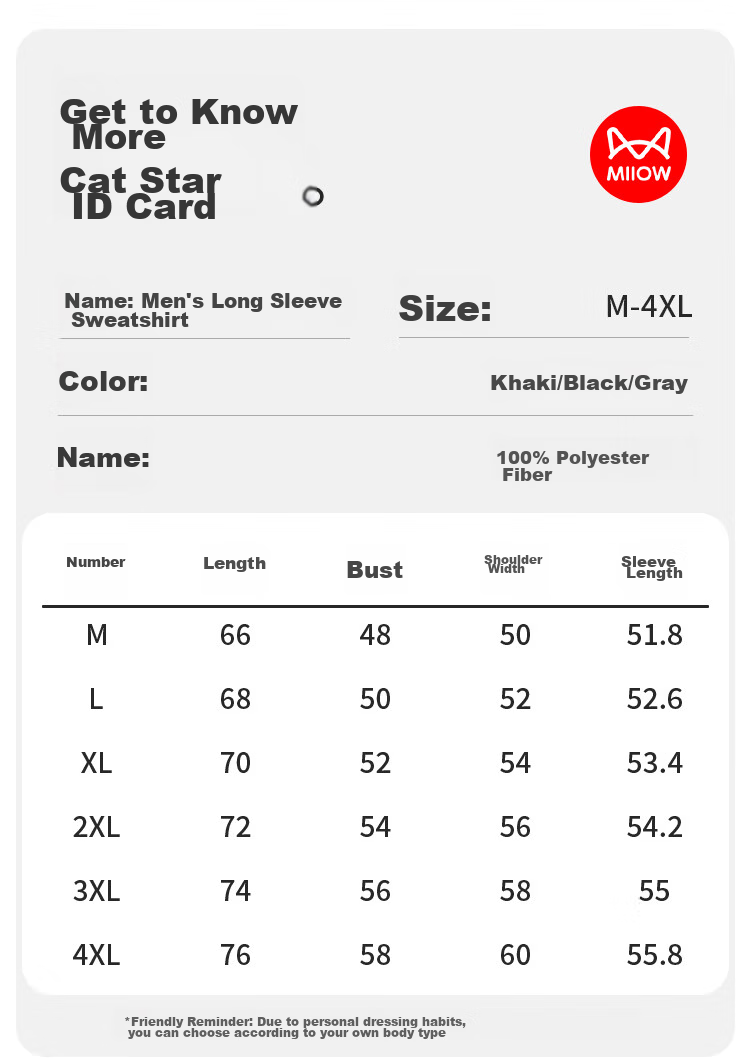 MiiOW Sweatshirt for Men, Round Neck Long Sleeve T-Shirt, Trendy Versatile Base Layer, Autumn Sports Menswear Jacket, Medium Gray, XL 3