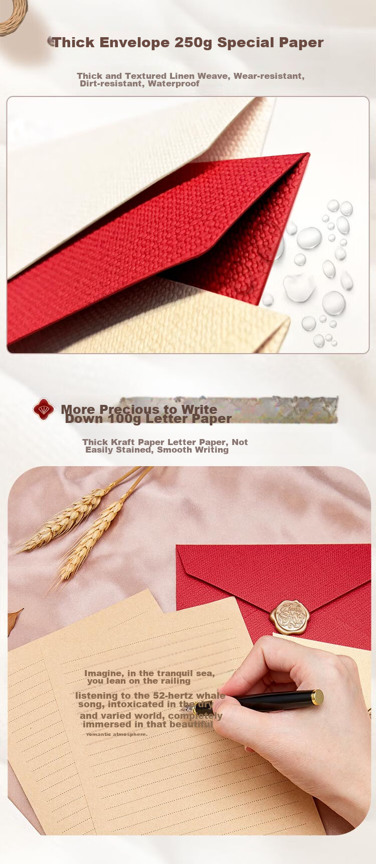 Kingdee Teacher's Day Gift Linen Envelope Letter Paper Love Note Yellow Greeting Card Valentine's Day Birthday Gift Card Paper Exquisite Envelope 3 + Letter Paper 10 + Wax Seal 3 3