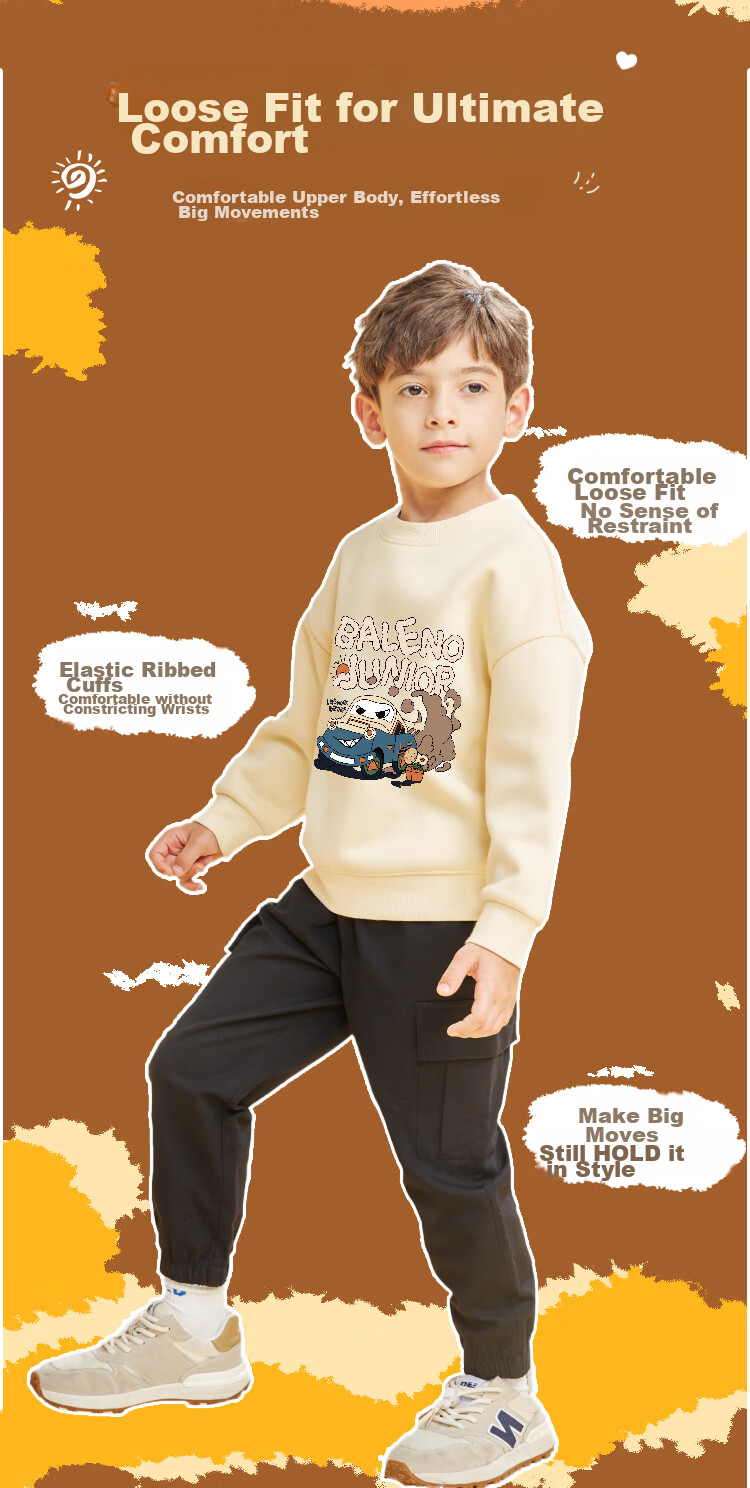 Baleno Boys' Fleece-Lined Sweatshirt, Winter Wear for Older Children, Warm Pullover Jacket, Children's Thick Casual Outerwear for Winter 8