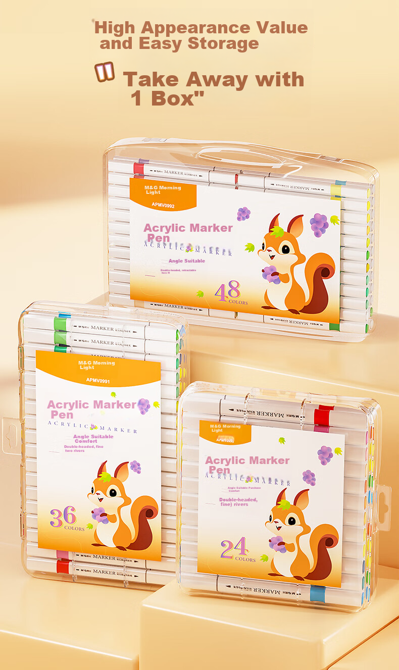 M&G Stationery, 36-Color Acrylic Markers, Triangular Dual-Tip, Waterproof, Children's Doodle Drawing, Guka Birthday Gift, APMV0991 14