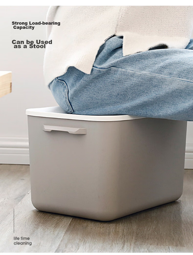 Youjialiangpin Plastic Storage Box, Clothes Organizer, 20L*2+10L*2, Khaki Color, with Lid, Insect-Proof, for Home Use 6