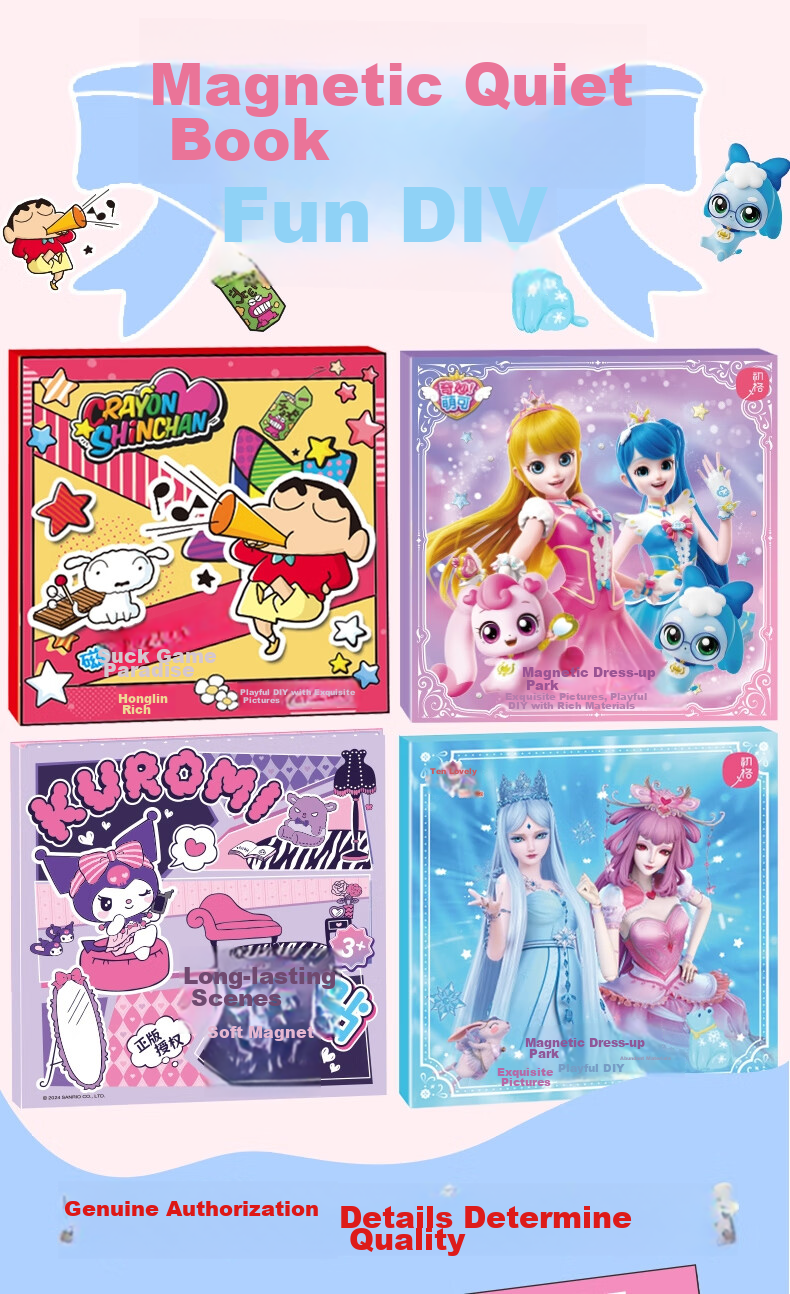 Chuge Children's Sticker Magnetic Quiet Book, Dress-Up Stickers, Toy without Cutting, Peppa Pig Holiday Travel Puzzle Beans 1