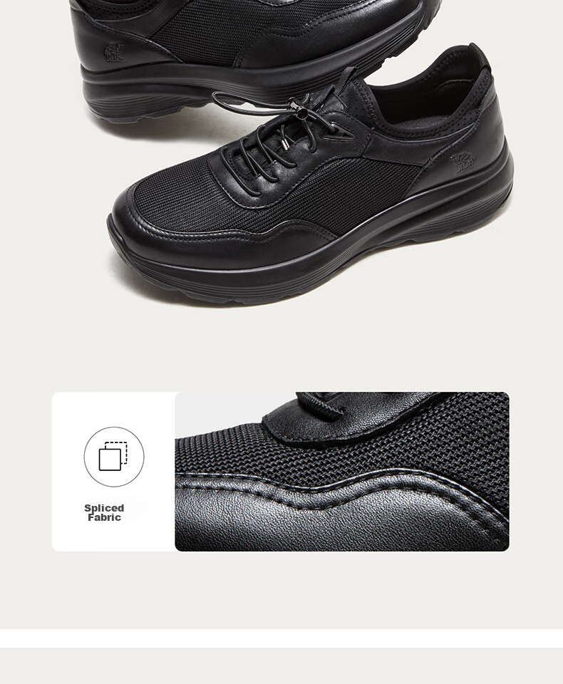 CAMEL Breathable Mesh Cowhide Quick-Wear Business Sports Leather Shoes for Men, G14S220621, Black, Size 38 4