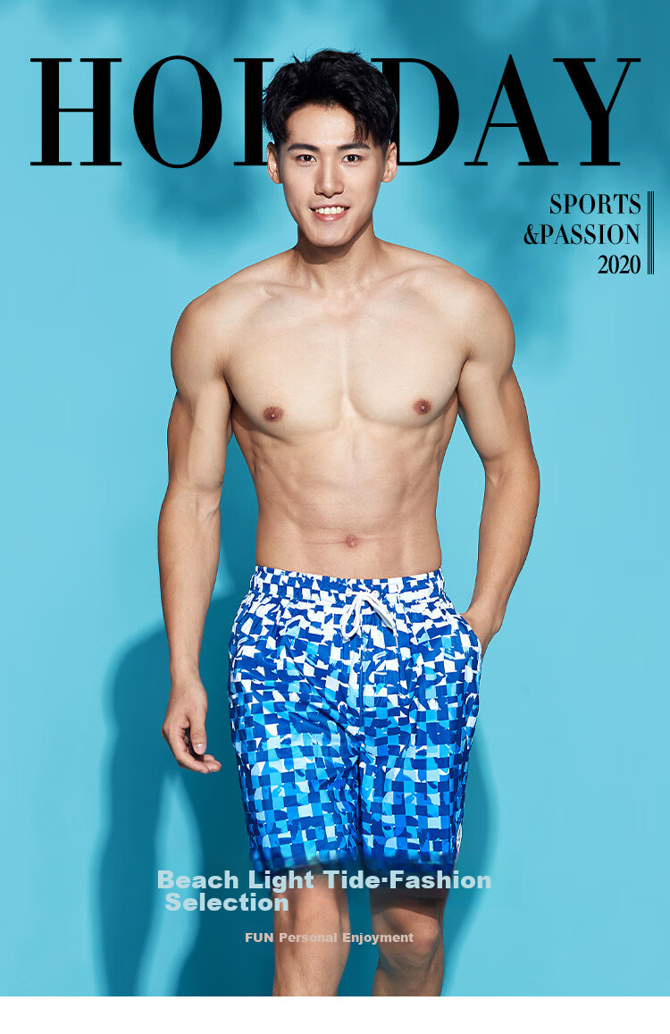 Li-Ning Men's Beach Shorts, Comfortable Breathable Anti-Embarrassment Knee-Length Swim Trunks, Fashionable Casual Swim Shorts for Seaside Vacation, 965 Dark Blue, Size M 1