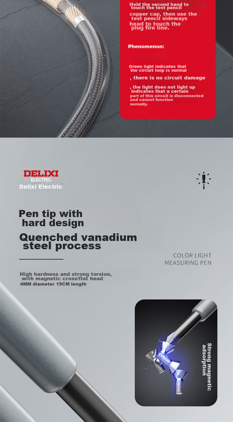 DELIXI Electric Pen for Electricians, Smart Wire Tester, Leakage Detector, Voltage Tester Pen, High-Strength Screwdriver, Electric Pe 9