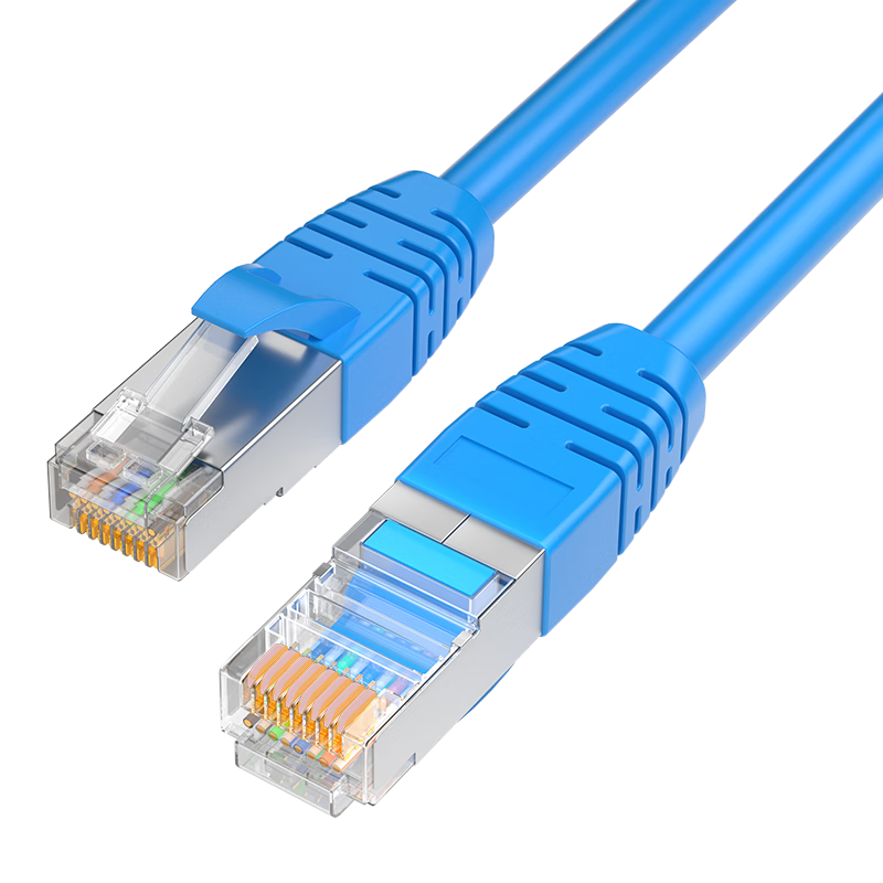 ZHONG TIAN HITECH CAT5e Shielded Twisted Pair Cable, Gigabit Ethernet Network Patch Cord for Broadband Connection, Engineering And Home Installation, Blue, 2 Meters