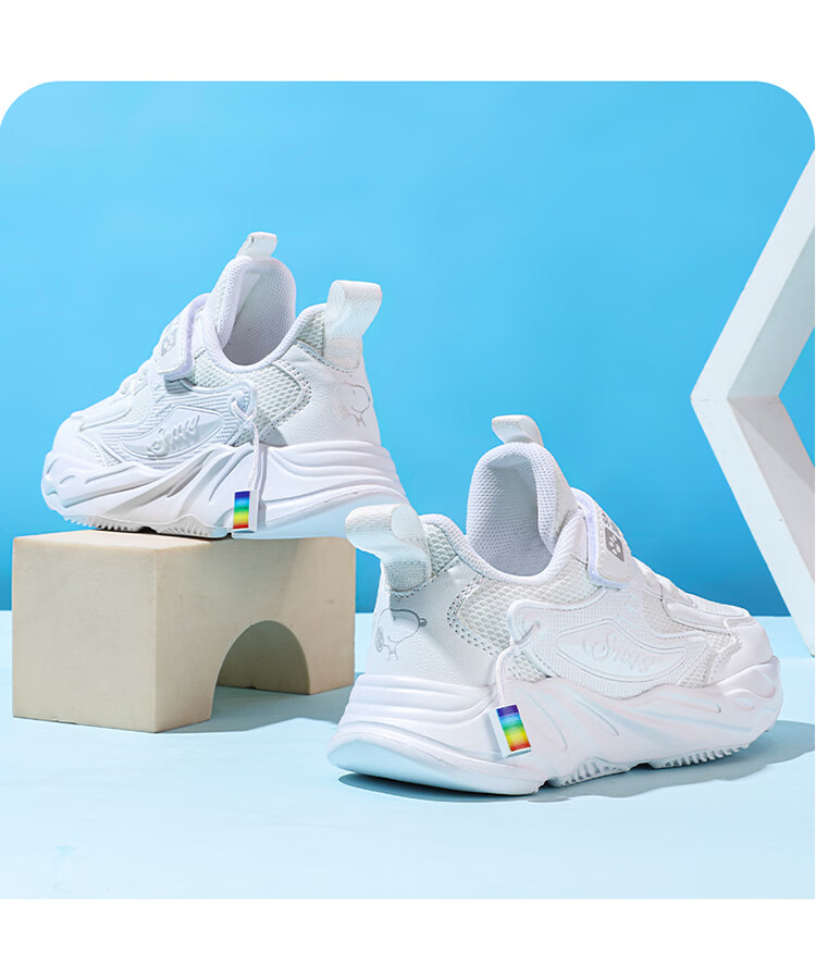 SNOOPY Boys' Running Shoes, Children's Lightweight Casual Shoes, Big Kids' Wear-Resistant Sneakers, 0096 Ivory White, Size 32 10