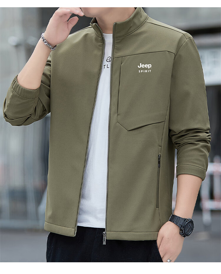 JEEP SPIRIT Men's Softshell Jacket Autumn Winter Men's Workwear Casual Trendy Loose Outerwear 18