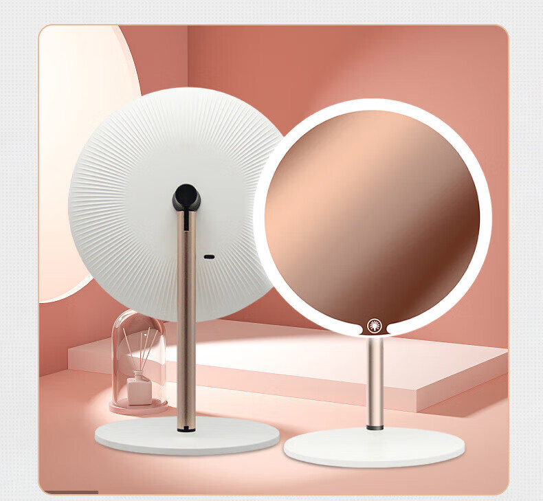 Meebordi Mirror Makeup Mirror with Light, LED High-Definition Beauty Metal Round Mirror Dressing Mirror, Three-Color Fill Light, Desktop Dormitory Extremely Beautiful Beauty Instrument, Cute Graduation Gift for Teachers 12