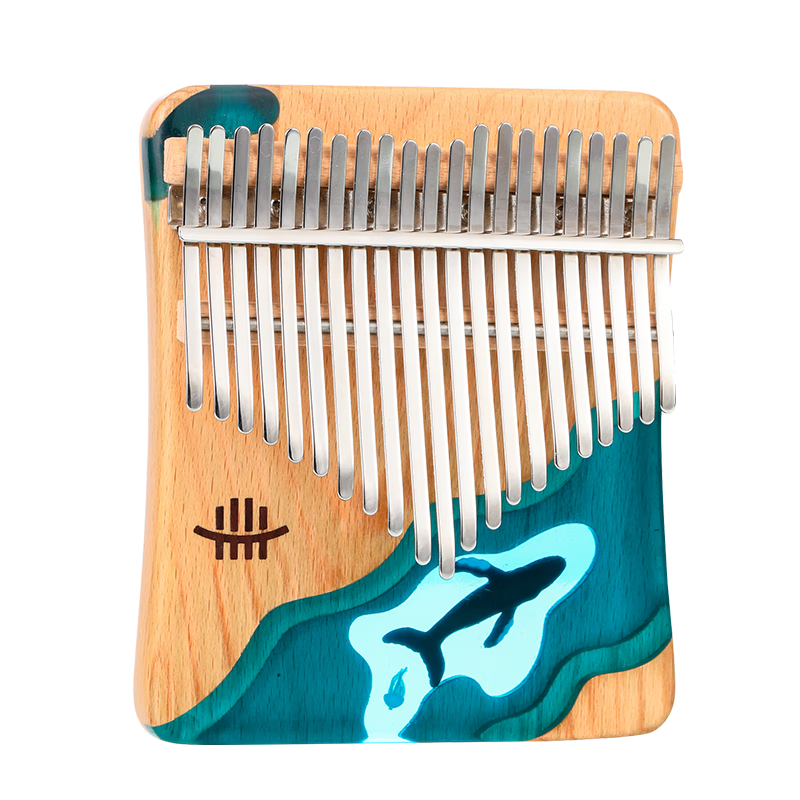 Luru Thumb Piano, Kalimba with 21 Keys And Curved Hand Guard, Acoustic Finger Piano, Resin Beech Wood Versio