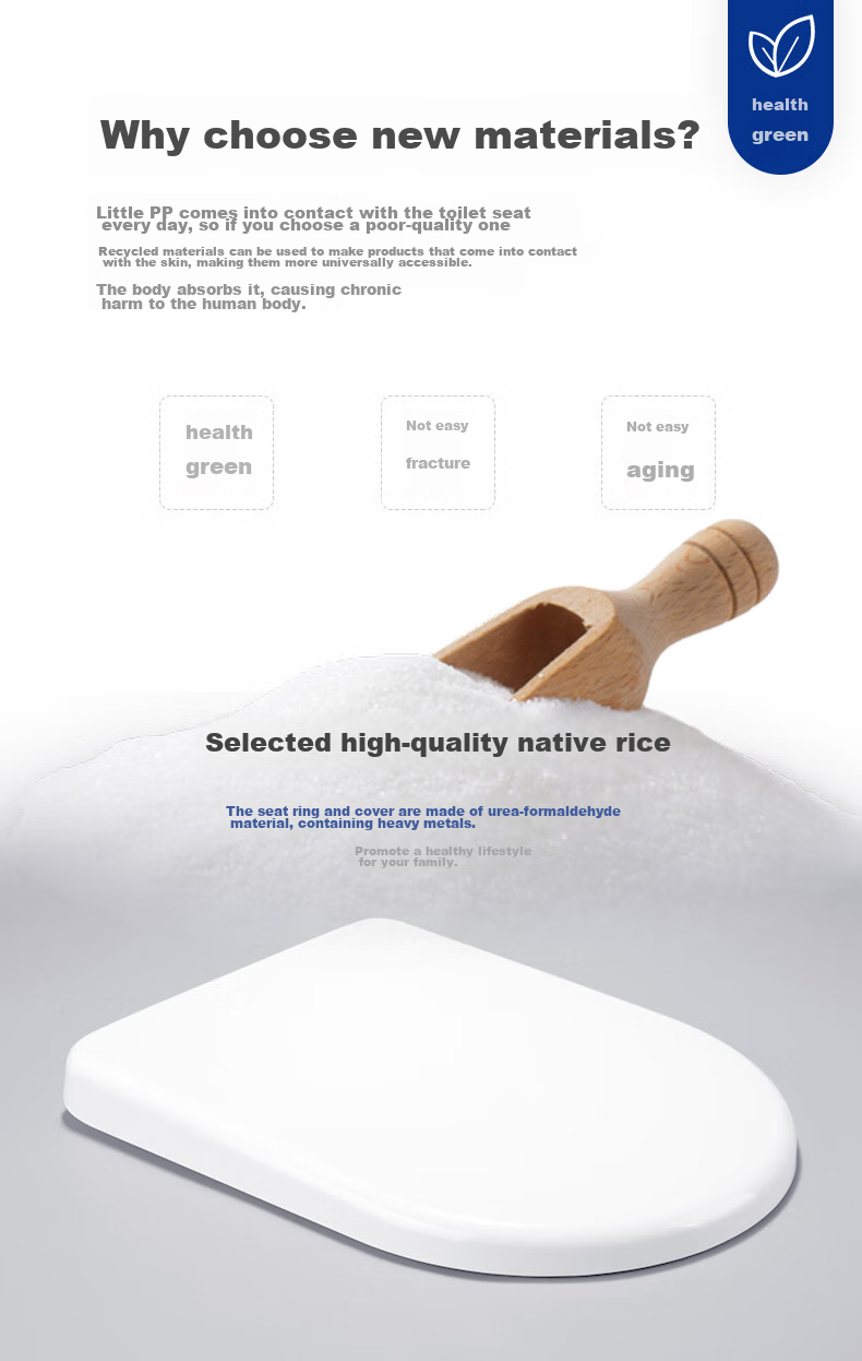 Haili Toilet Seat Cover Universal V-Shaped U-Shaped Melamine Thickened Old-Style Toilet Seat Ring Household Toilet Seat Accessory Replacement 804 6