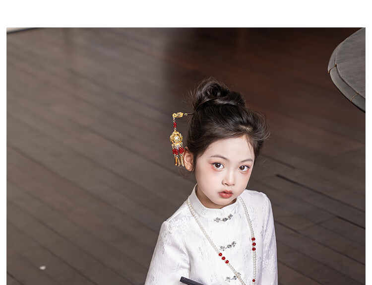 Qibo Girls' Autumn And Winter 2025 New Style Children's New Chinese-Style Hanfu, Jacquard Shirt Thickened Version, Size 110 17