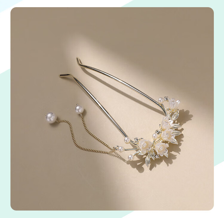 CHIMERA U-Shaped Hairpin New Chinese Style Lily of the Valley Hair Bun Pin Hair Accessory Qipao Hanfu Women's Birthday Gift 12