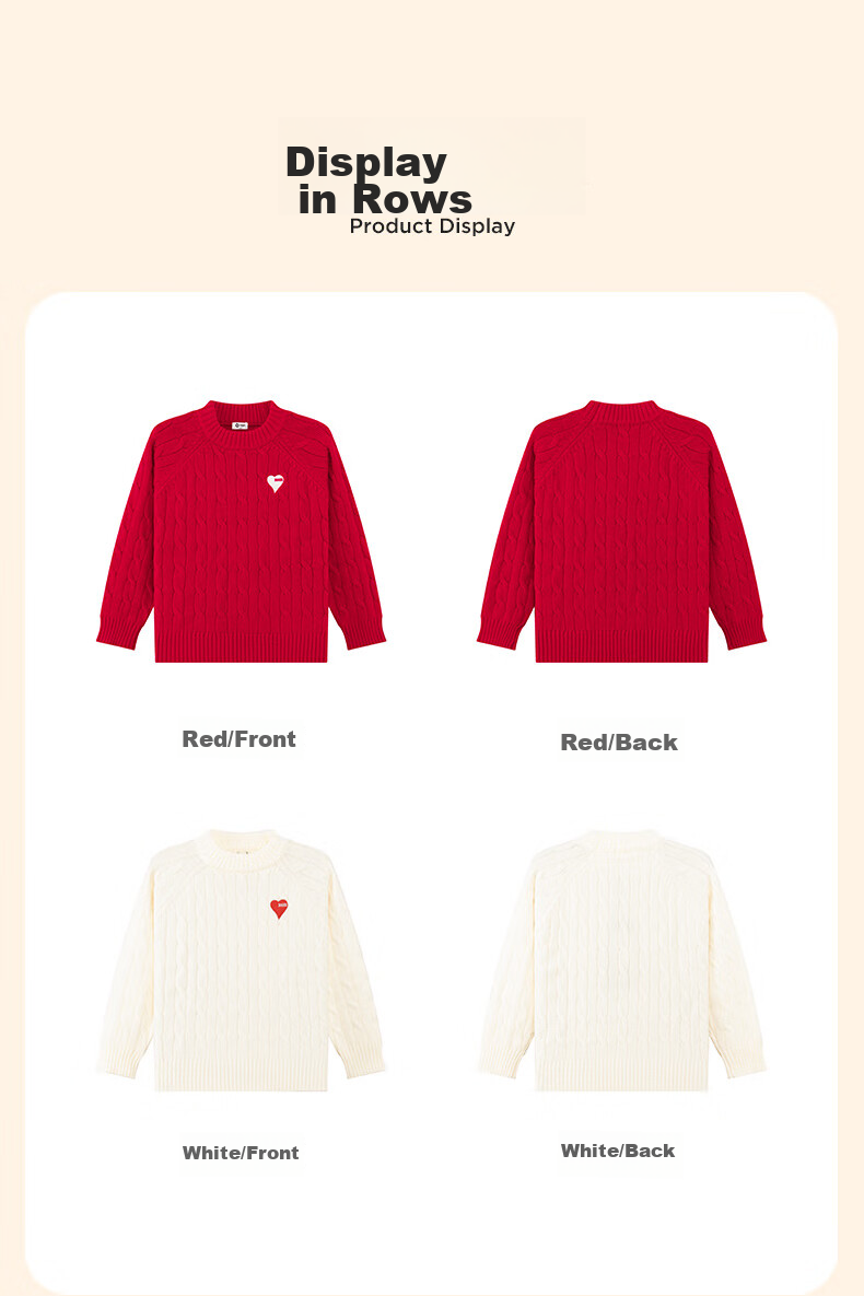 Zuoxi Boys' Red Sweater, Children's Thick Knit Pullover, 2025 New Style Boys' New Year Outfit, Winter Clothing, White, Size 140 10