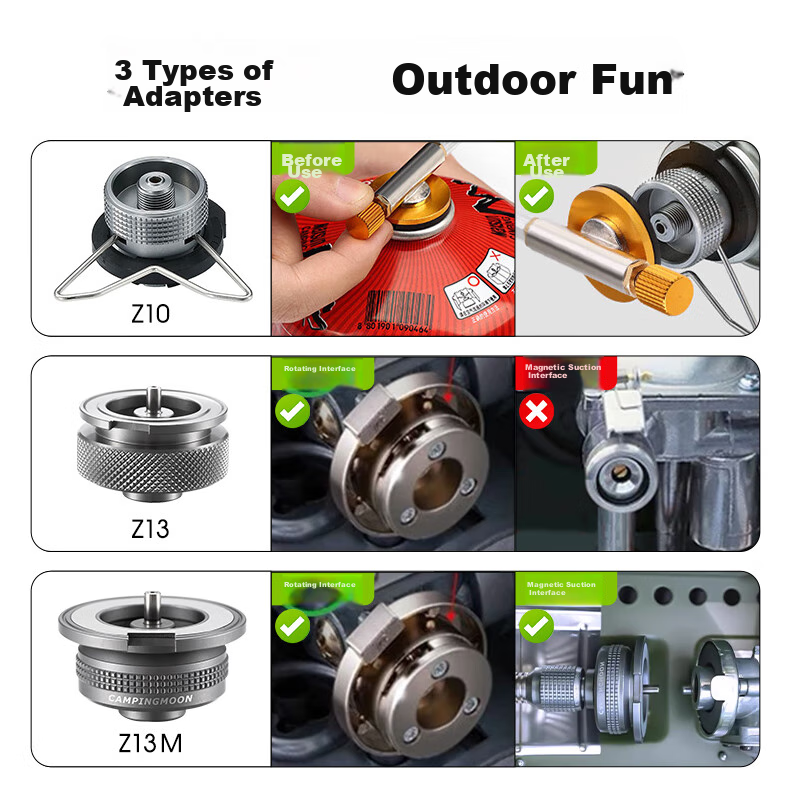 Keman Z10 Gas Cylinder Adapter, Cartridge Stove Adapter, High Mountain Gas Cylinder Adapter, Flat Gas Cylinder Conversion Head, Converter 3
