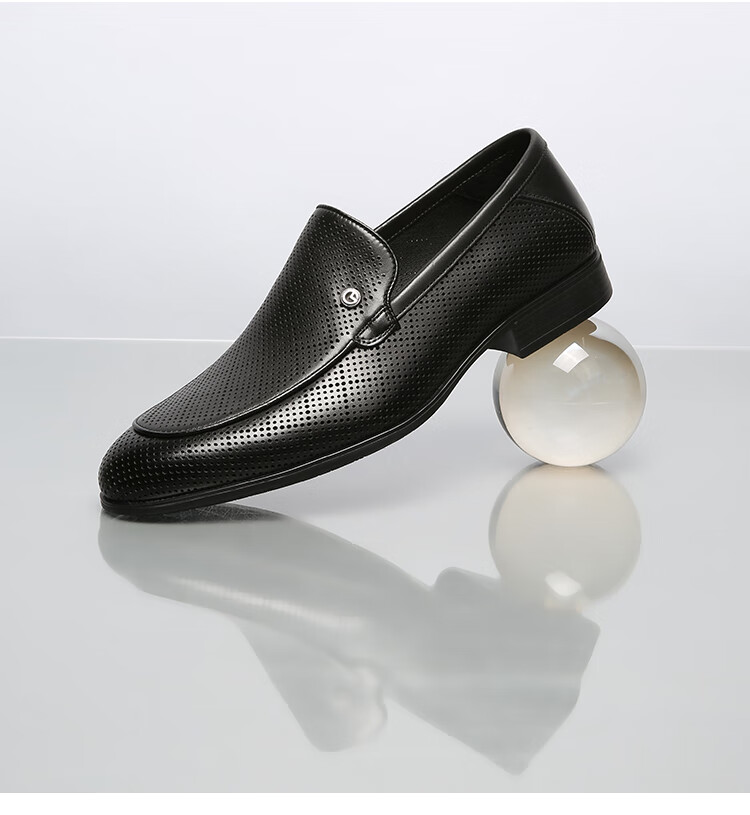 Goldlion Men's Loafers, Perforated Breathable Sandals, Business Casual Shoes G580420170AAD Black Size 41 15