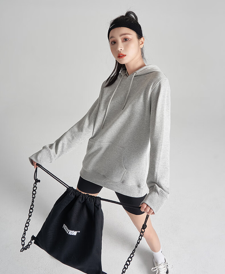 Langsha Women's Hooded Sweatshirt Spring Autumn Thick Casual Versatile Sports Loose Fit Long Sleeve Couple Jacket 14