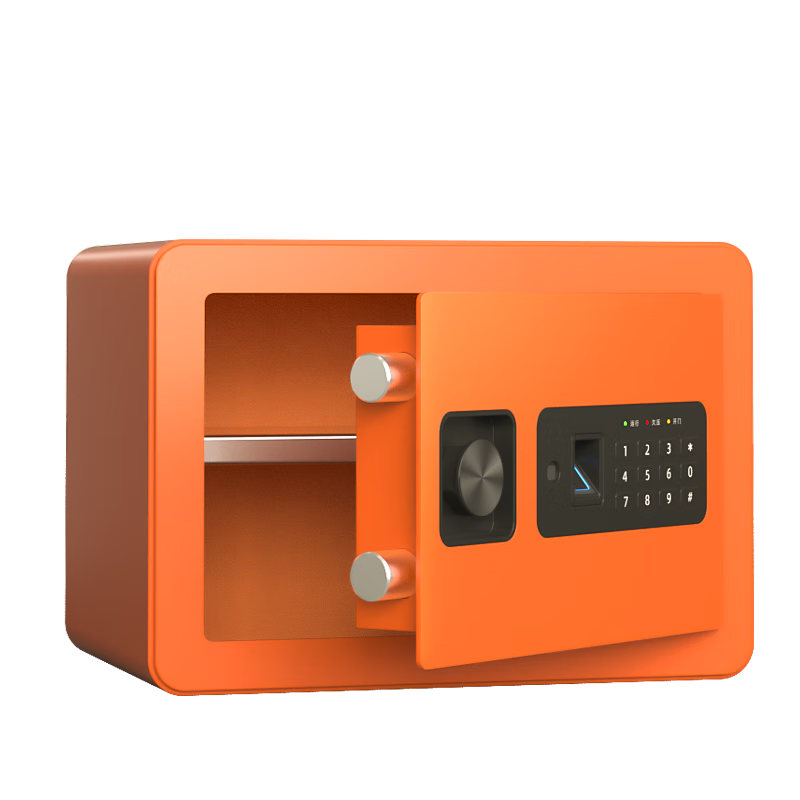Deli Safe, Home And Office Fingerprint Password Security Box, Small Wall-Mountable Or Cabinet-Integrated Confidential File Cabinet, 25cm Orange