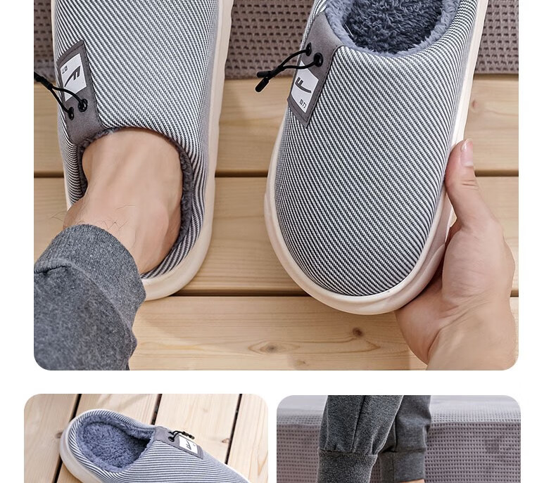 Huili Simple Thick-Soled Fleece-Lined Cotton Slippers for Indoor And Outdoor Wear, Warm Couple's Cotton Slides HL0650 Red Size 40-41 29