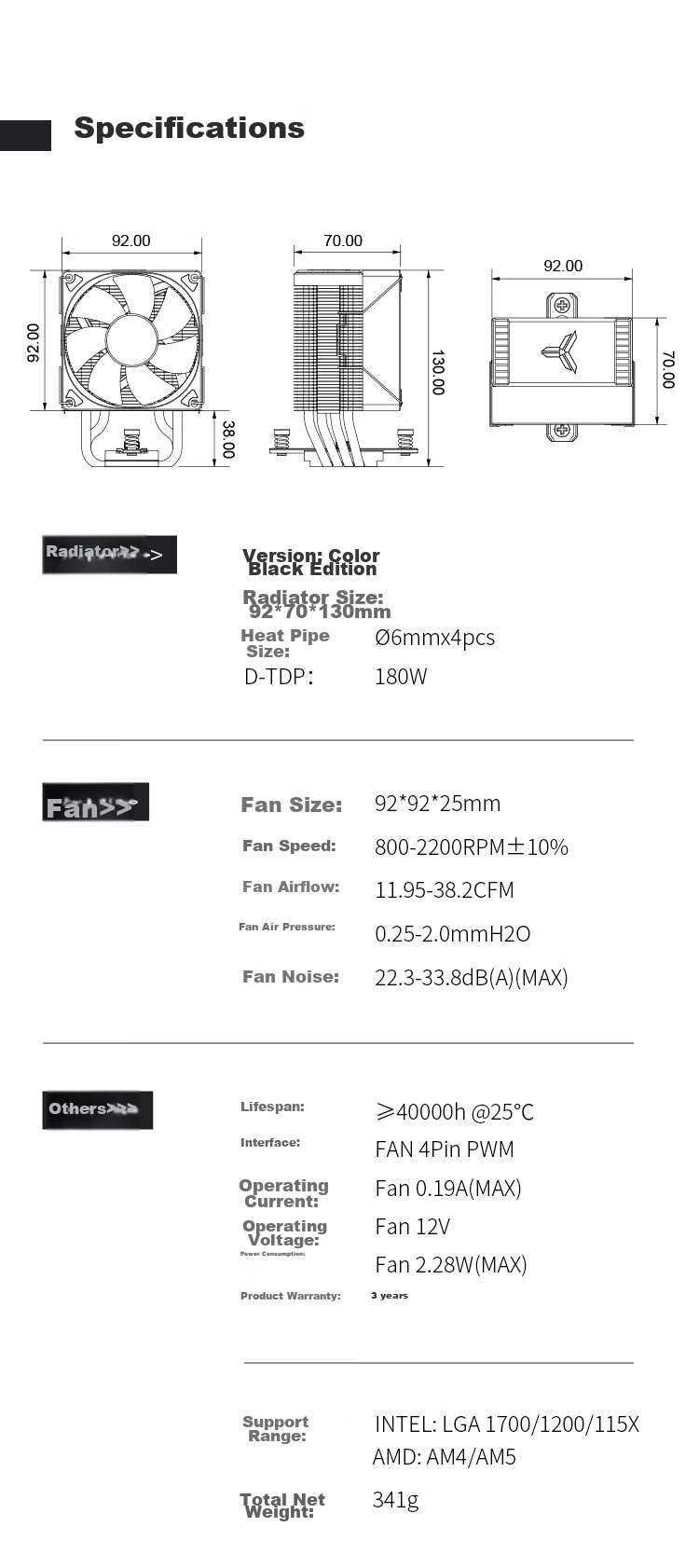 JONSBO CR-1400EVO Color Edition CPU Air Cooler (Nickel-Plated 4 Heat Pipes/RGB Lighting Effects/PWM Fan/130mm Height/Multi-Platform/Thermal Paste Included) 20