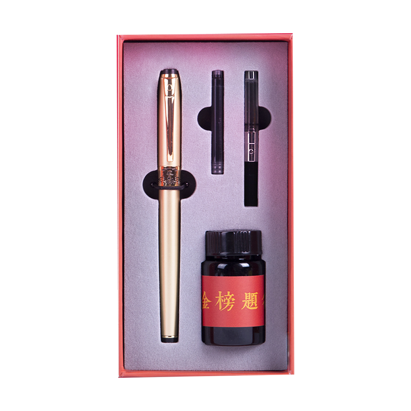 [Back to School Essential] OASO Fountain Pen, High-End Student Top Scholar Red Ink Fountain Pen Gift Box, Business Office Gift, Unisex Signature Pen A8101-2 Glory Gold, Iridium Pe
