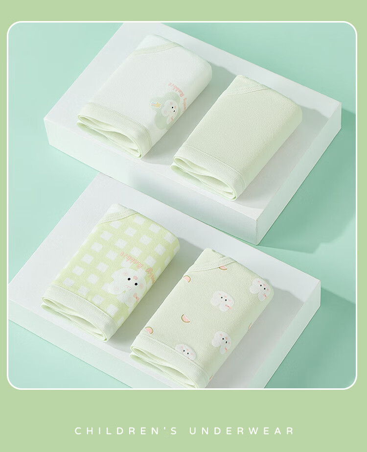 LangSha Children's Underwear, Girls' Antibacterial Triangle Panties, for Young And Older Girls, Green Rabbit Design, Size 160 15