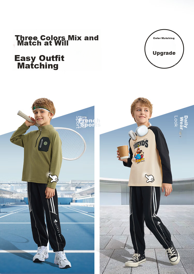 DISNEY Children's Clothing, Boys' Knitted Sports Pants, Durable, Comfortable, Elastic, Loose-Fitting Trendy Trousers, Autumn And Winter, DB431ME08, Black, Size 110 9