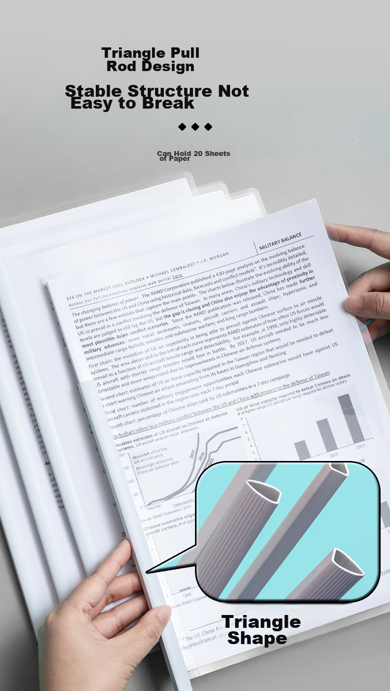 M&G Stationery, 10 Thick Transparent Slide Bar Folders with 5mm Triangular Pull Rods, Student Resume Folders, Exam Report Document Storage Folders, Office ADM4163 4