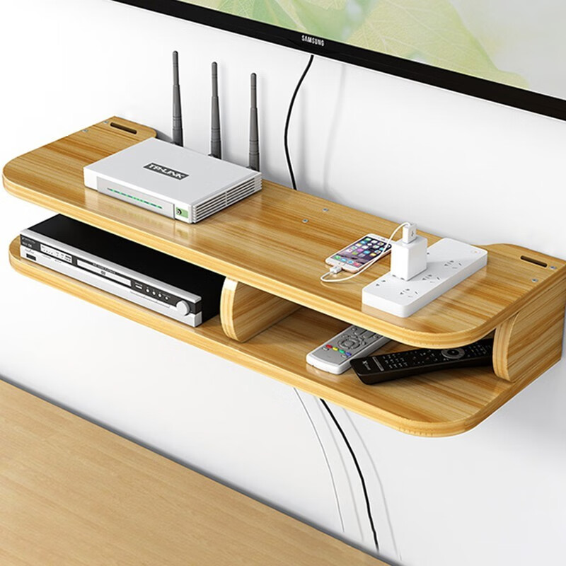 Anerya TV Box Shelf, No Drilling Required, Wall-Mounted Storage Rack, Wall-Mounted Living Room TV And Router Shelf for Set-Top Boxes