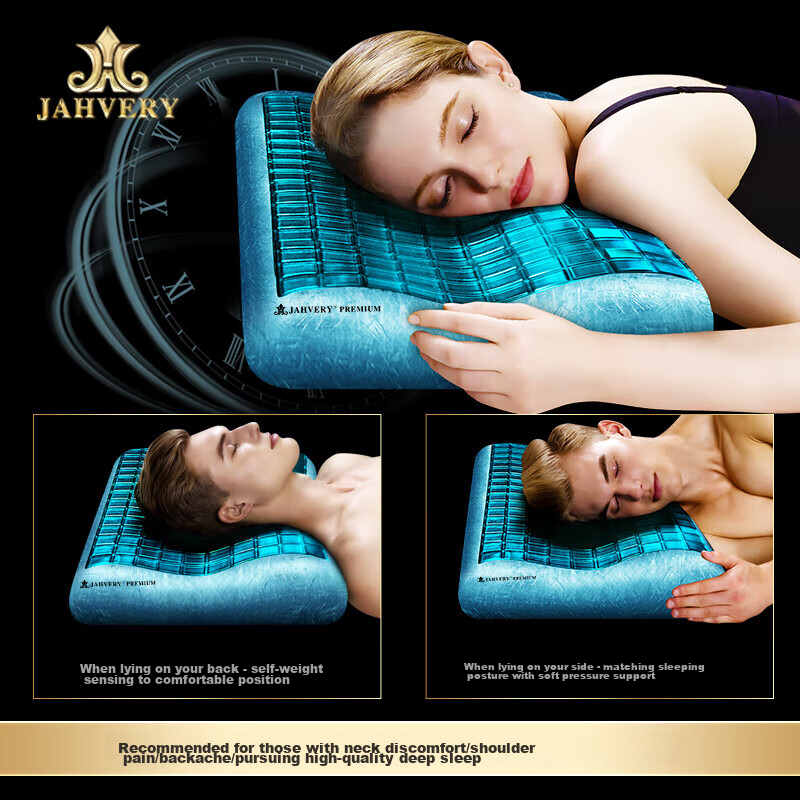JAHVERY Gel Pillow, Cervical Memory Foam, Adult Sleeping Neck Support Pillow, Blue Eye Cervical Pillow, 11/9cm