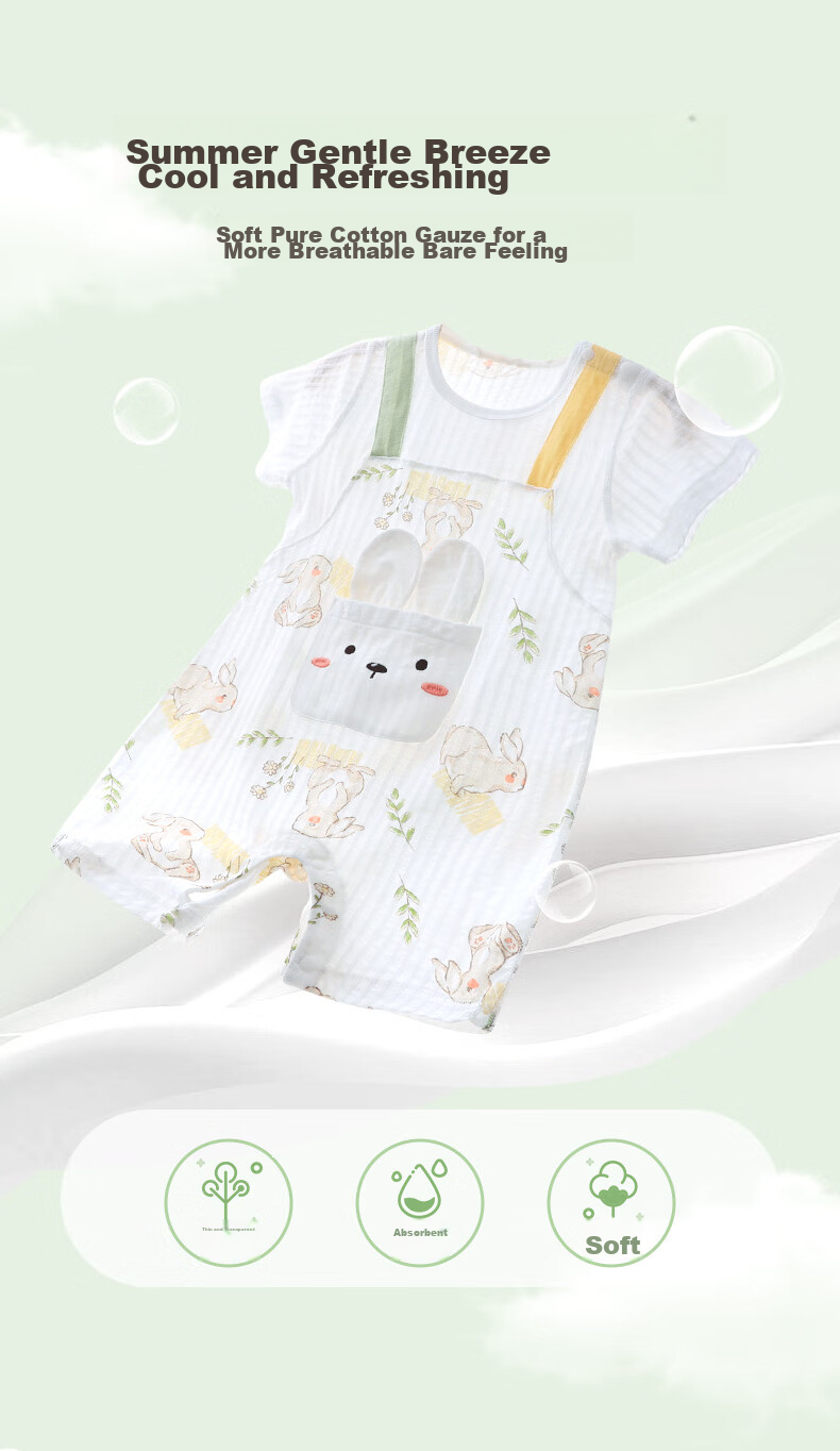 Youqi Summer Baby Clothes Thin Short Sleeve Romper Half Sleeve Bodysuit Cotton for Girls 3 to 6 Months Old 3