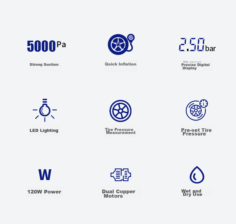 Jumu Car Air Compressor And Vacuum Cleaner, Dual-Use Wireless High-Power Four-In Machine, Portable Tire Inflator for Vehicles 3