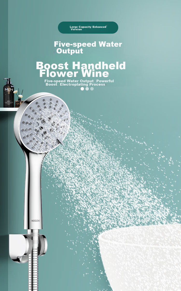 KEGOO Handheld Shower Head Set with 5 Water Settings, Shower Head Hose Base Three-Piece Set K201223 1