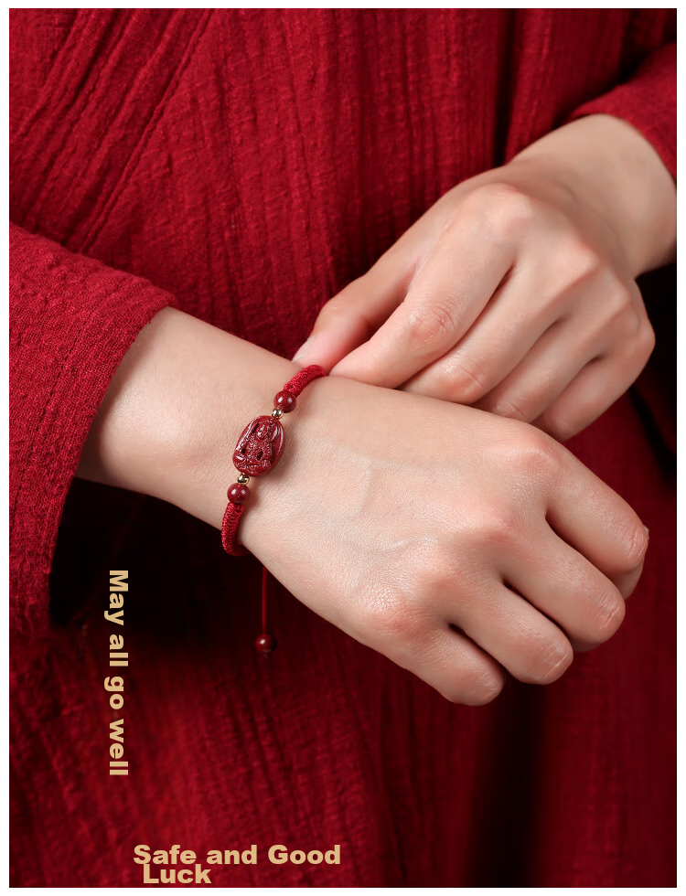 Shichuanbaishi Cinnabar Bracelet, 2026 Year of The Horse Zodiac Year, Red String Bracelet for Good Luck, Mingwang Zodiac Buddha Amulet, Available in Men's And Women's Styles 14