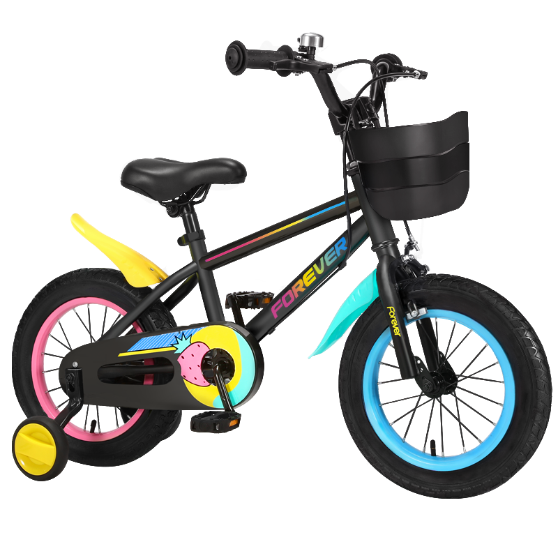 FOREVER Children's Bicycle, Kids' Bike for Boys And Girls, Pedal Bike, Balance Bike, Bicycle, Baby Bike, 16-Inch, Dream Black