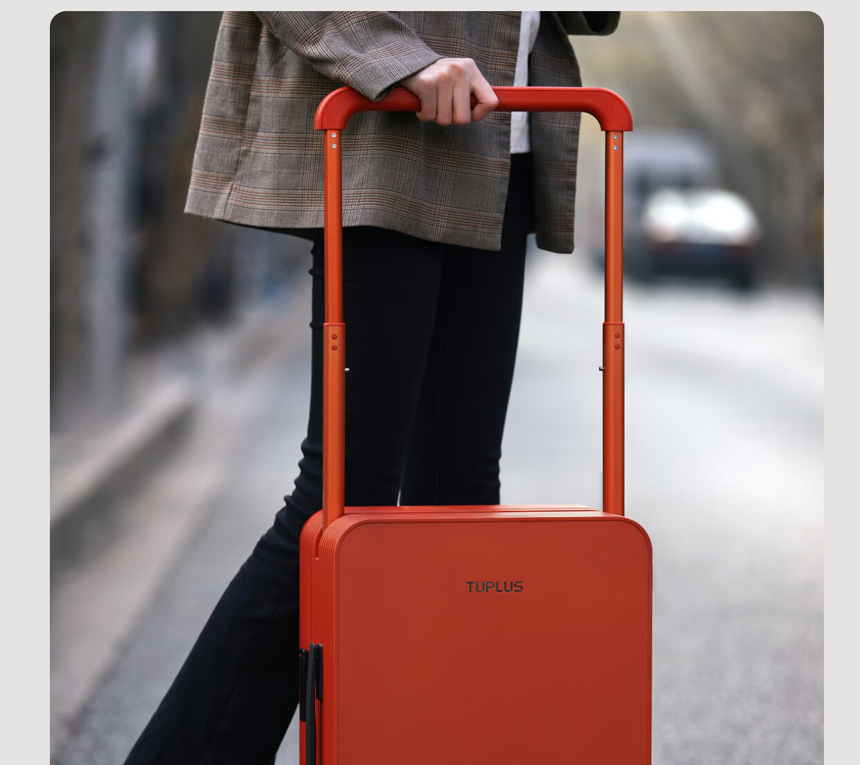 Tujia TUPLUS Balance Series Travel Suitcase, Center-Wheel Wide Handle Luggage, Large Capacity Suitcase, Cool Gray-Green, 24 Inches 23