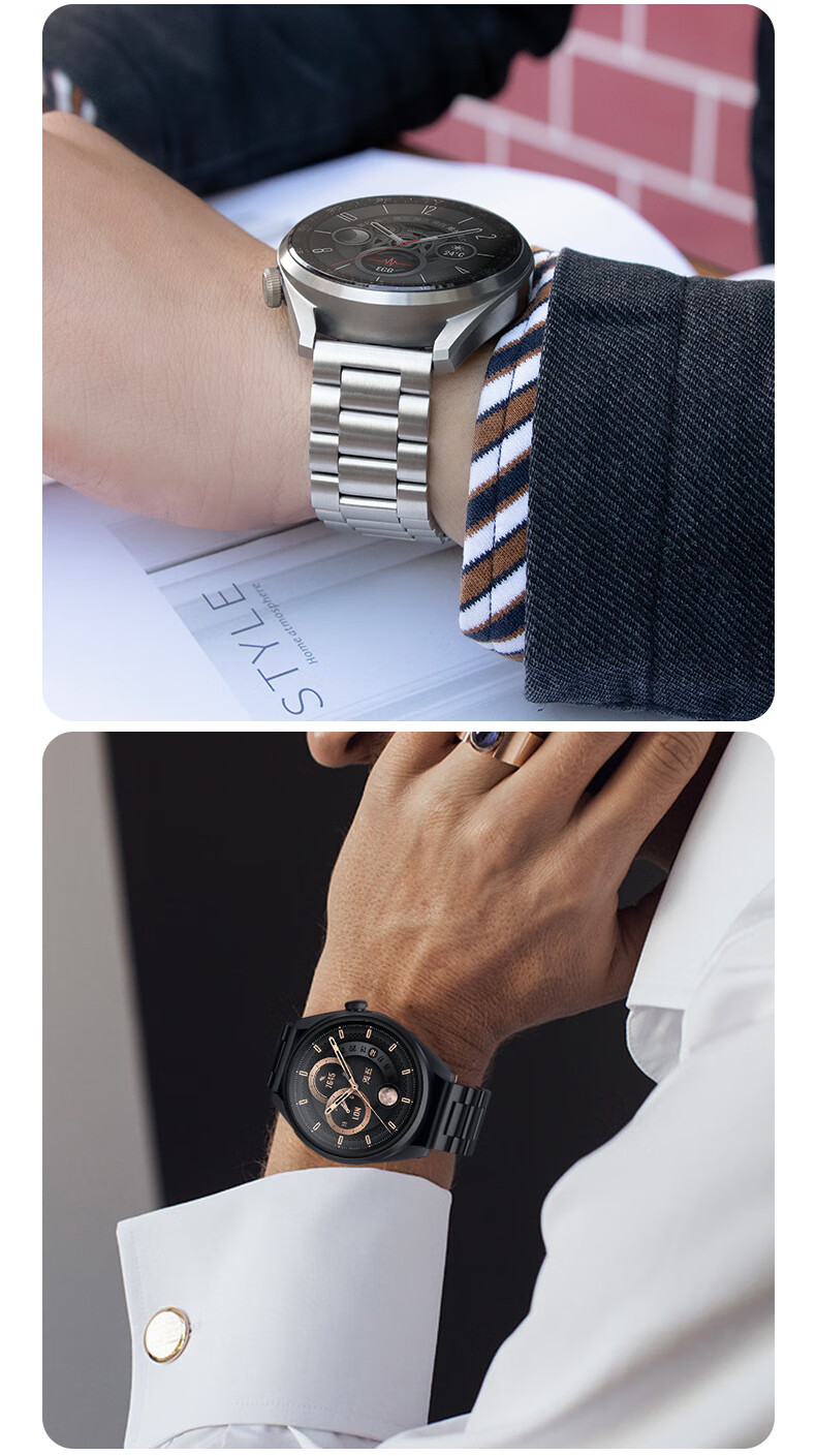 Xiaopijiang Stainless Steel Watch Band Compatible with Huawei GT6 Pro, Watch 5, Watch 4 Pro, Watch 3, GT5 Pro, GT4, GT3, GT2 Steel Link Strap 7