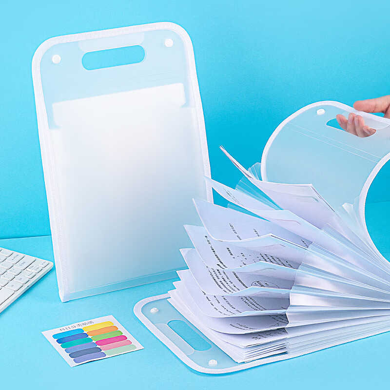 GuangBo A4 Accordion File Folder, Student Exam Paper Storage Bag, Large Sheet Homework Insert Pockets, Organizing Storage Tool, Transparent A76005