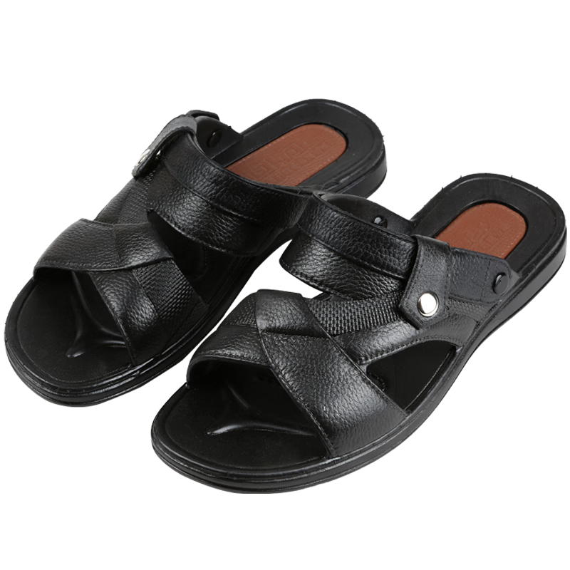 Huili Casual Sandals for Men, Indoor Slippers And Outdoor Dual-Wear Beach Shoes, Comfortable Breathable Simple Style HL3338 Black Size 42