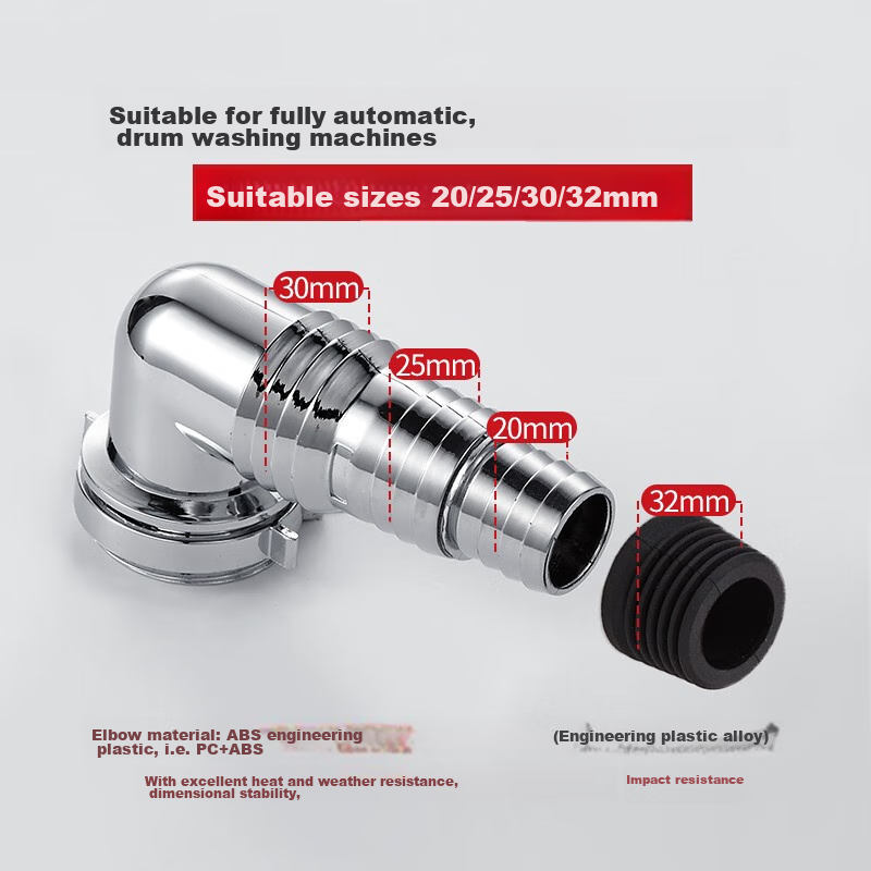 Submarine Xsw-3 Engineering Plastic Chrome-Plated Washing Machine Drain Connector, Universal Drum Turbine New Elbow Fitting