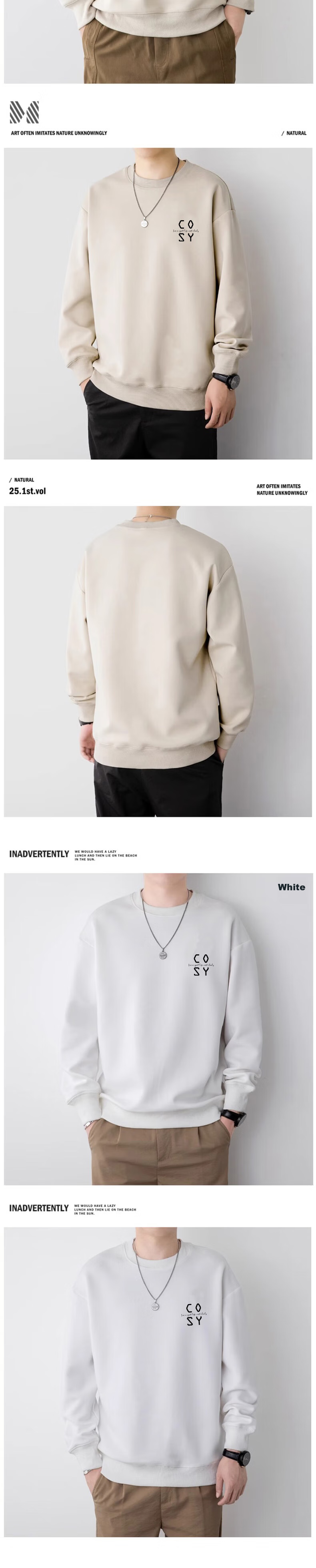 Huili Men's Sweatshirt, Round Neck, Printed Long-Sleeve T-Shirt, Pullover Undershirt, Casual Jacket for Spring And Autumn, Men's Clothing 16