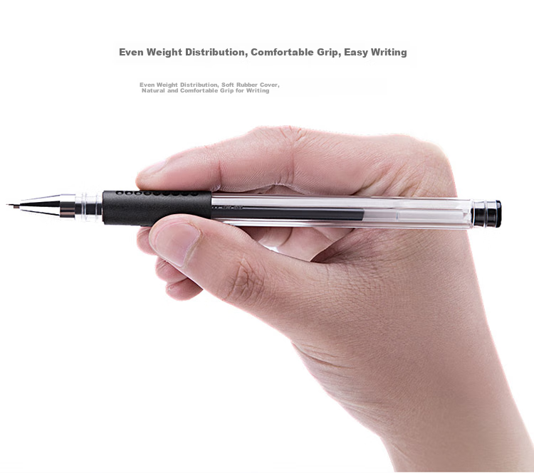 GuangBo Gel Pen Signature Pen, 0.5mm Black Bullet Tip, Soft Grip, Pull-Cap, Classic Office Business Signature Pen Stationery, Pack of 12, ZX9009D 17